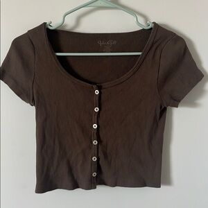 BRANDY MELVILLE JOHN GALT BROWN BUTTON SHIRT